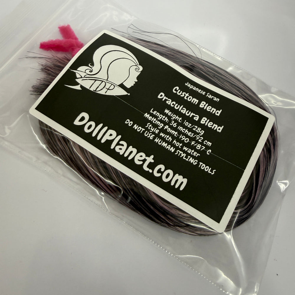 Japanese Saran Blackout & Sakura Custom Draculara Blend 1oz/28g 36 inch/92cm Doll Planet Hair