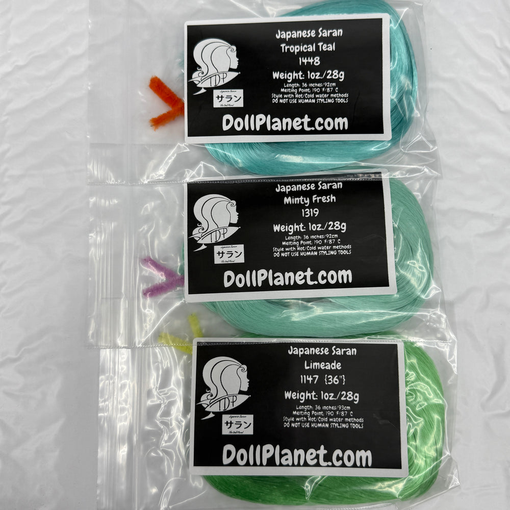 Japanese Saran Green Artist Pack 3oz Doll Hair Bundle