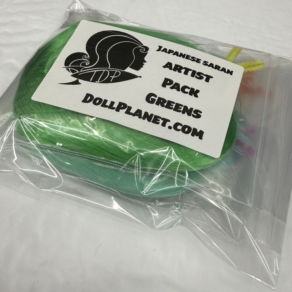 Japanese Saran Green Artist Pack 3oz Doll Hair Bundle