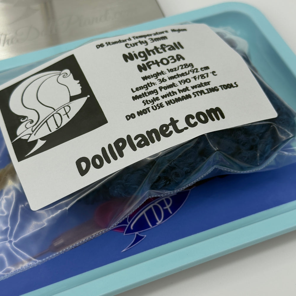 DG Nylon Curly Nightfall NF403A 3mm 1oz/28g 36in/92cm blue Doll Hair