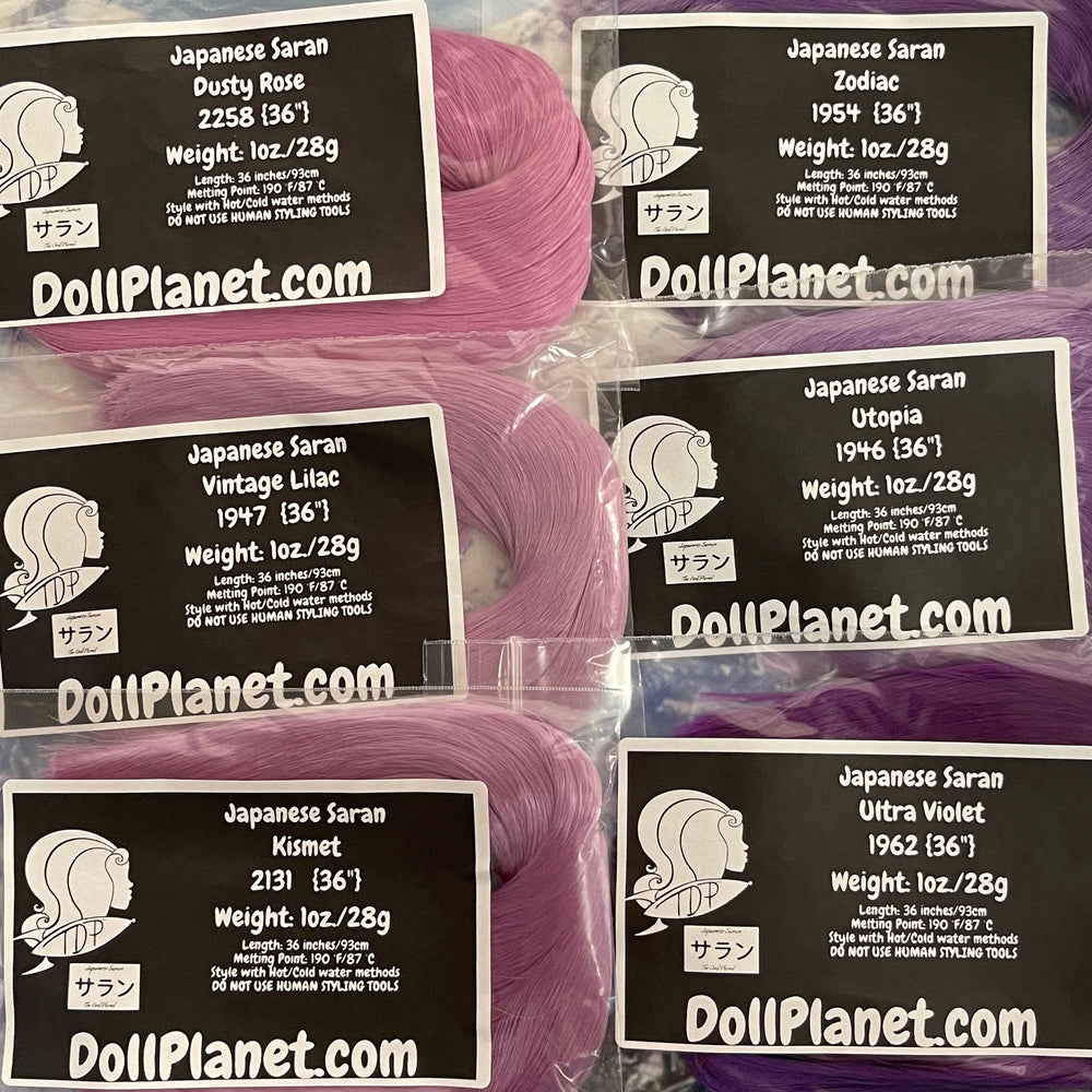 Japanese Saran Artist Pack Purples 6oz Six Color Bundle Doll Hair for Rerooting