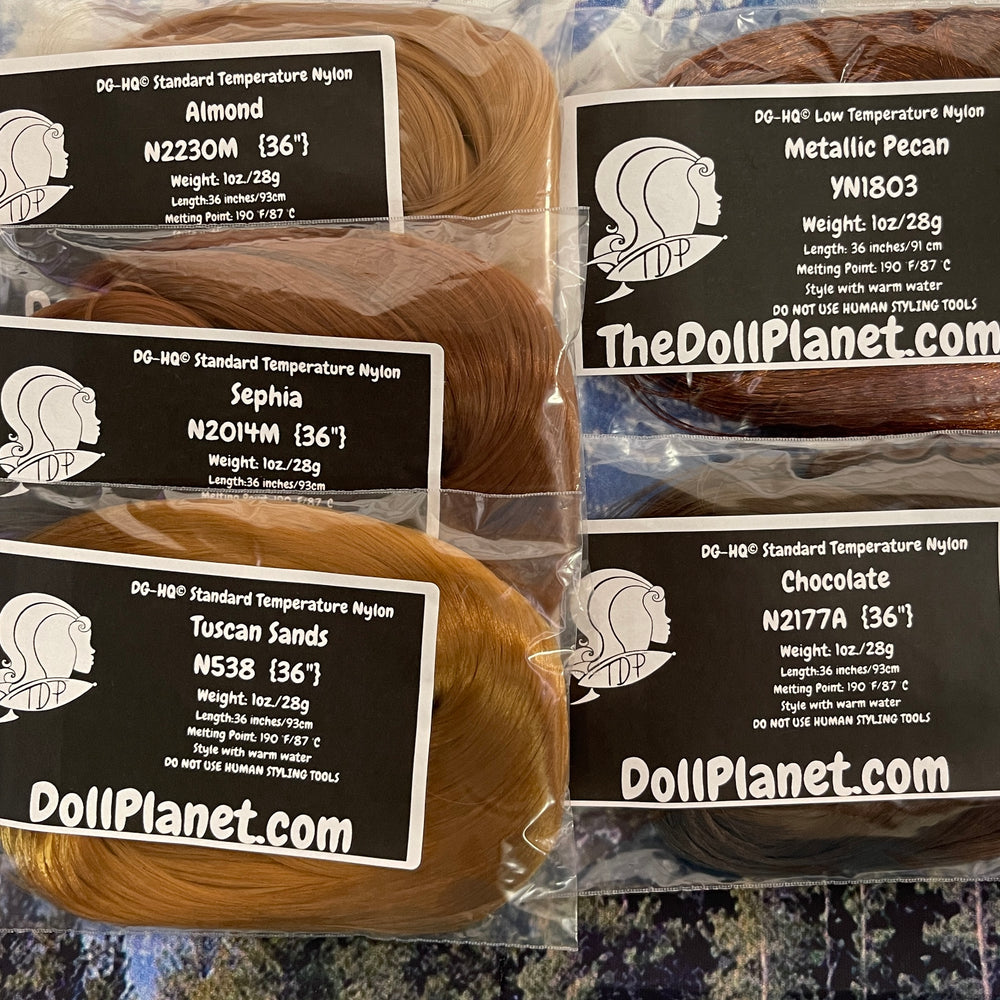 Doll Planet Hair Almond Chocolate Pecan Sephia Tuscan Sands for rerooting
