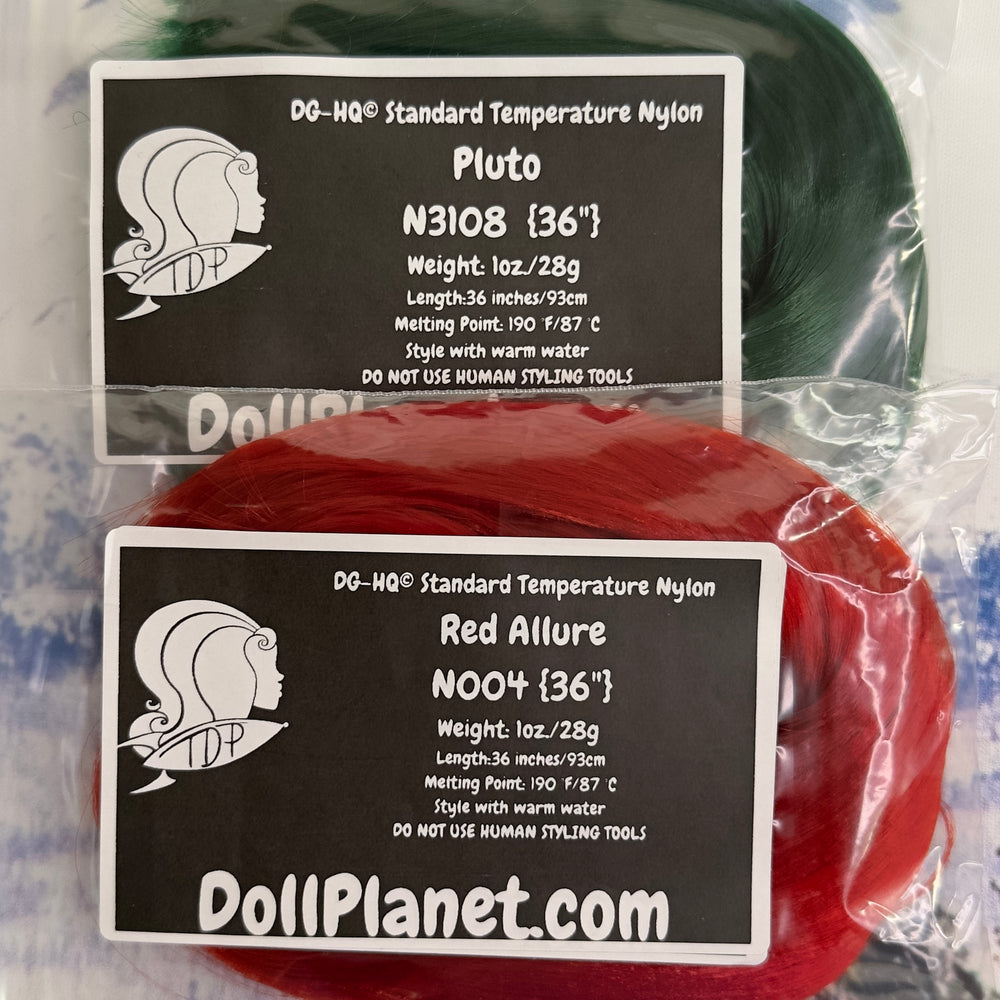 DG Nylon Artist Pack Christmas Green & Red 2oz two Color Doll Hair for Rerooting