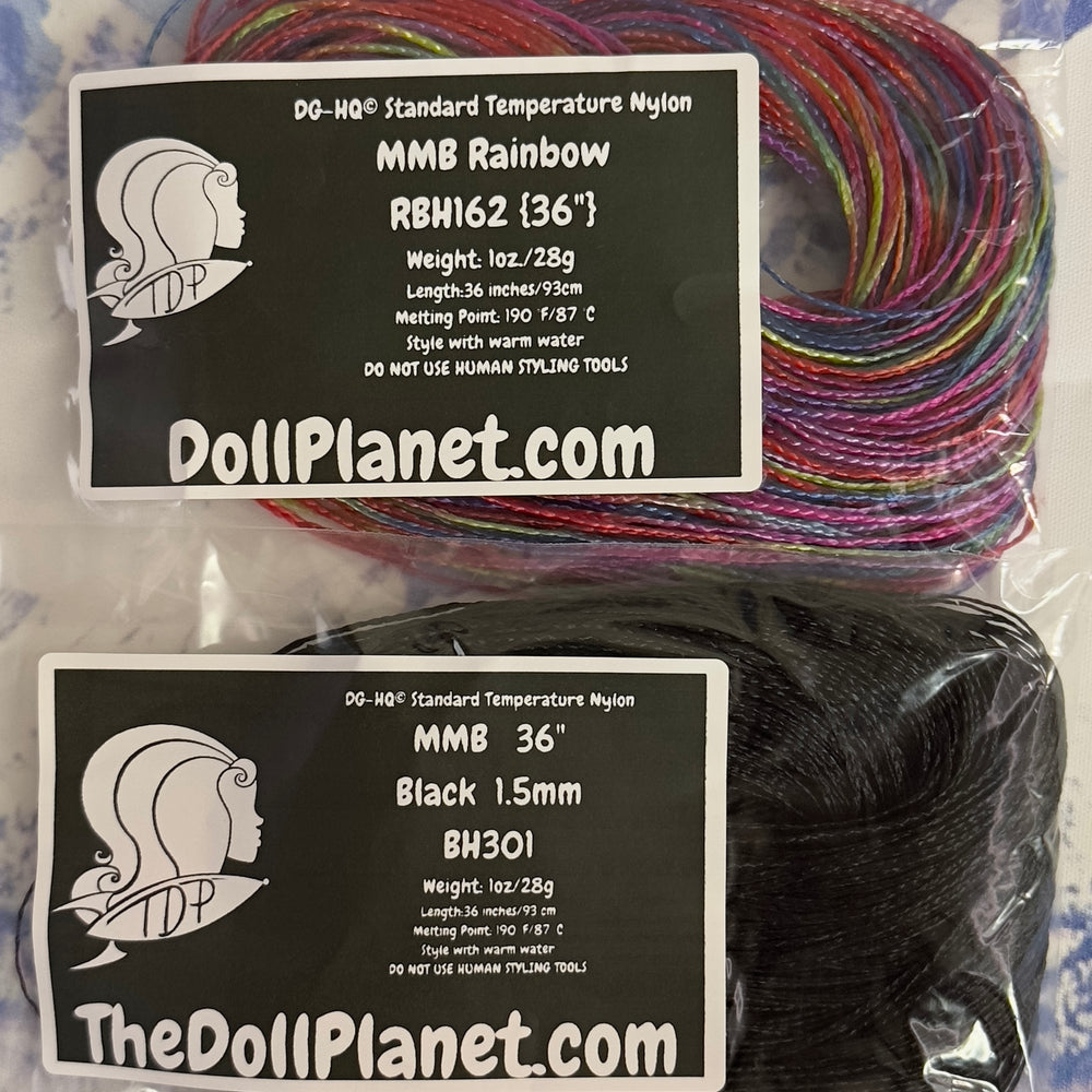 DG Nylon Artist Pack Micro Braids Black and Rainbow Braids 2oz two Color Doll Hair for Rerooting