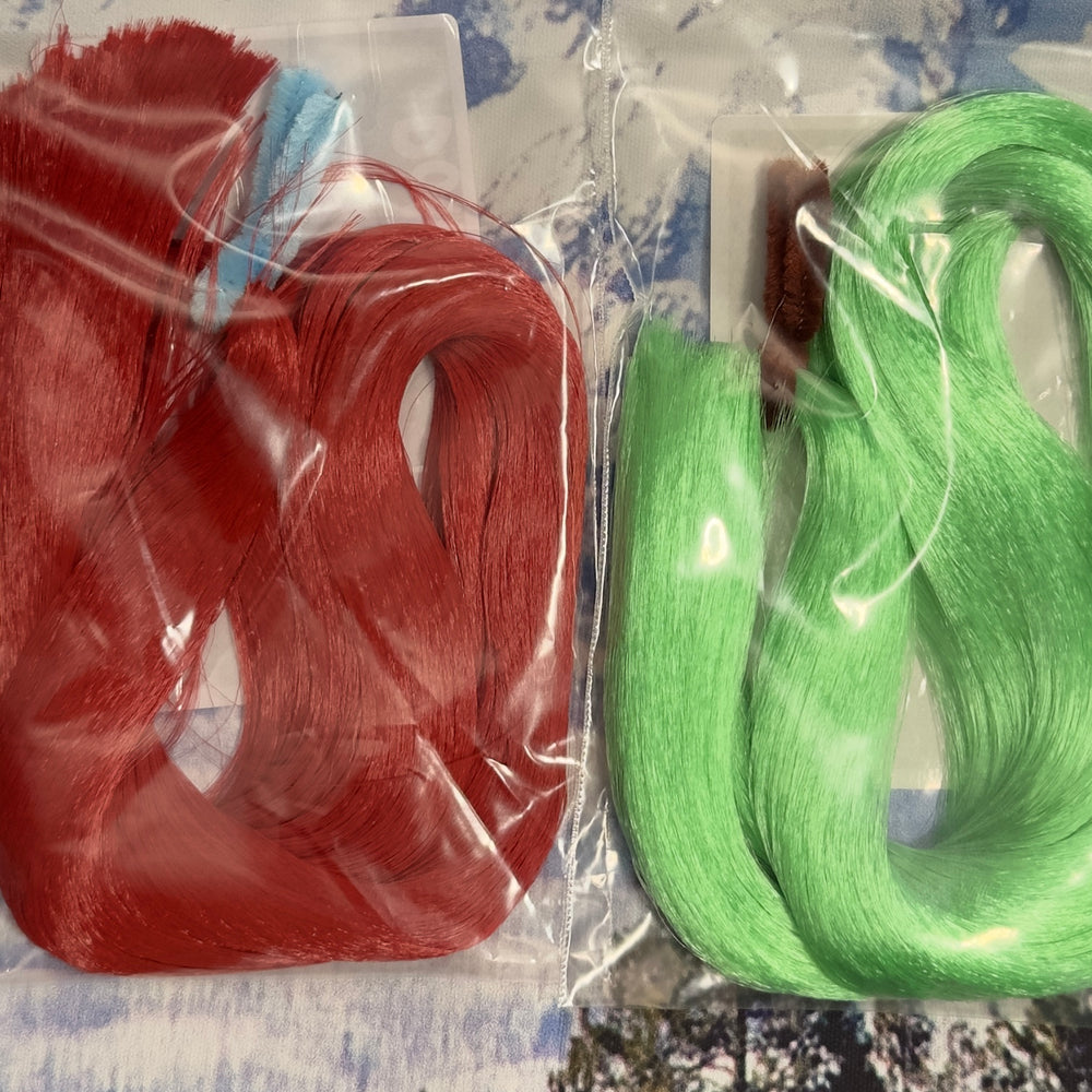 Japanese Saran Artist Pack Christmas Red & Green 2oz two Color Bundle Doll Hair for Rerooting