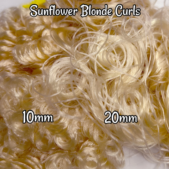 DG Curly Nylon Sunflower Blonde N244 3mm, 6mm, 10mm, 20mm 36 inch 0.5oz/14g Doll Hair
