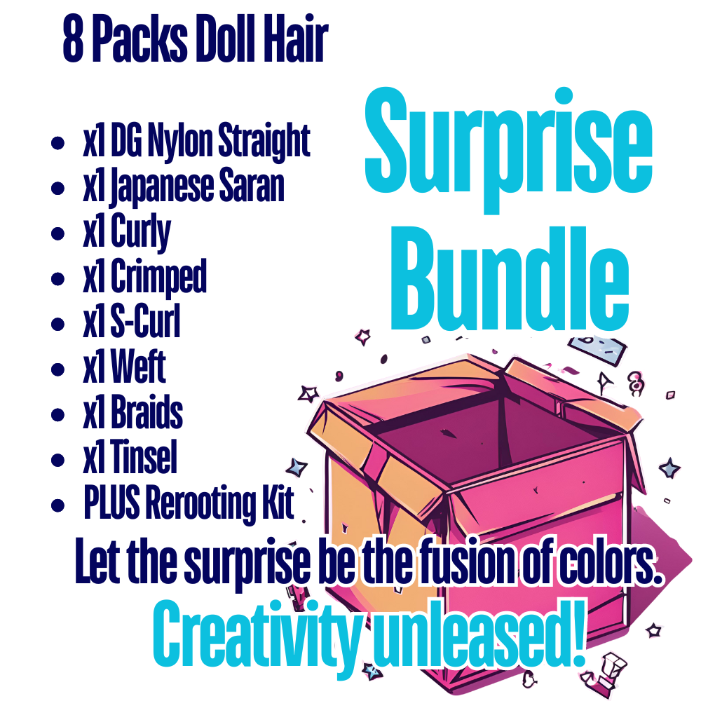 Surprise Bundle 8 Packs of Doll Planet Hair Plus Rerooting Tool