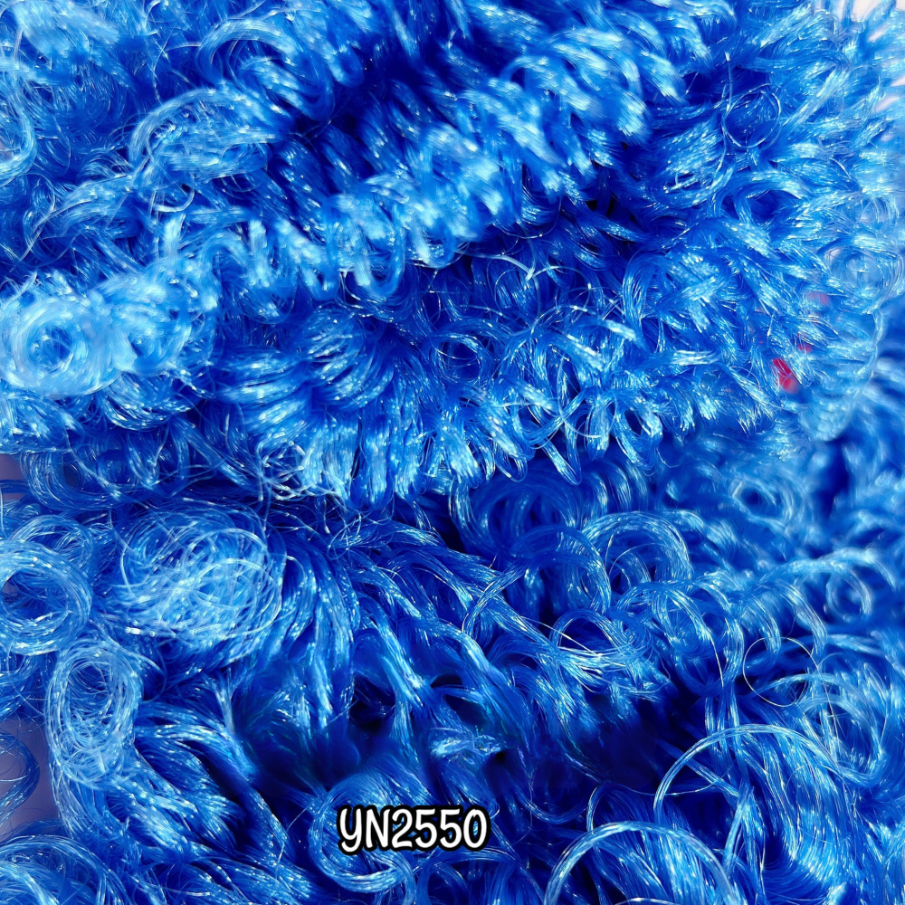 DG Curly Nylon Shimmer Shine Azure YN2250 1oz/28g 36in/92cm blue Doll Hair