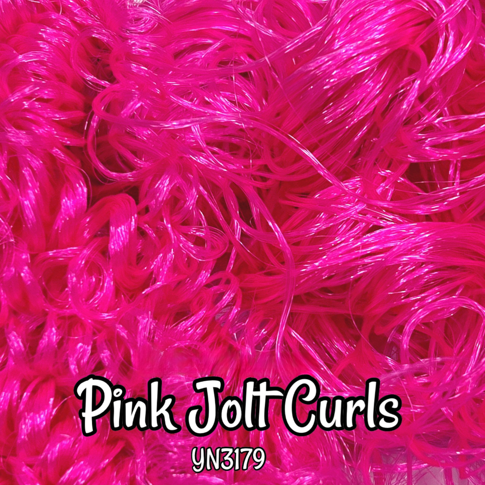 DG Curly Nylon Shimmer Shine Pink Jolt YN3179 25mm 1oz/28g 36in/92cm Doll Hair