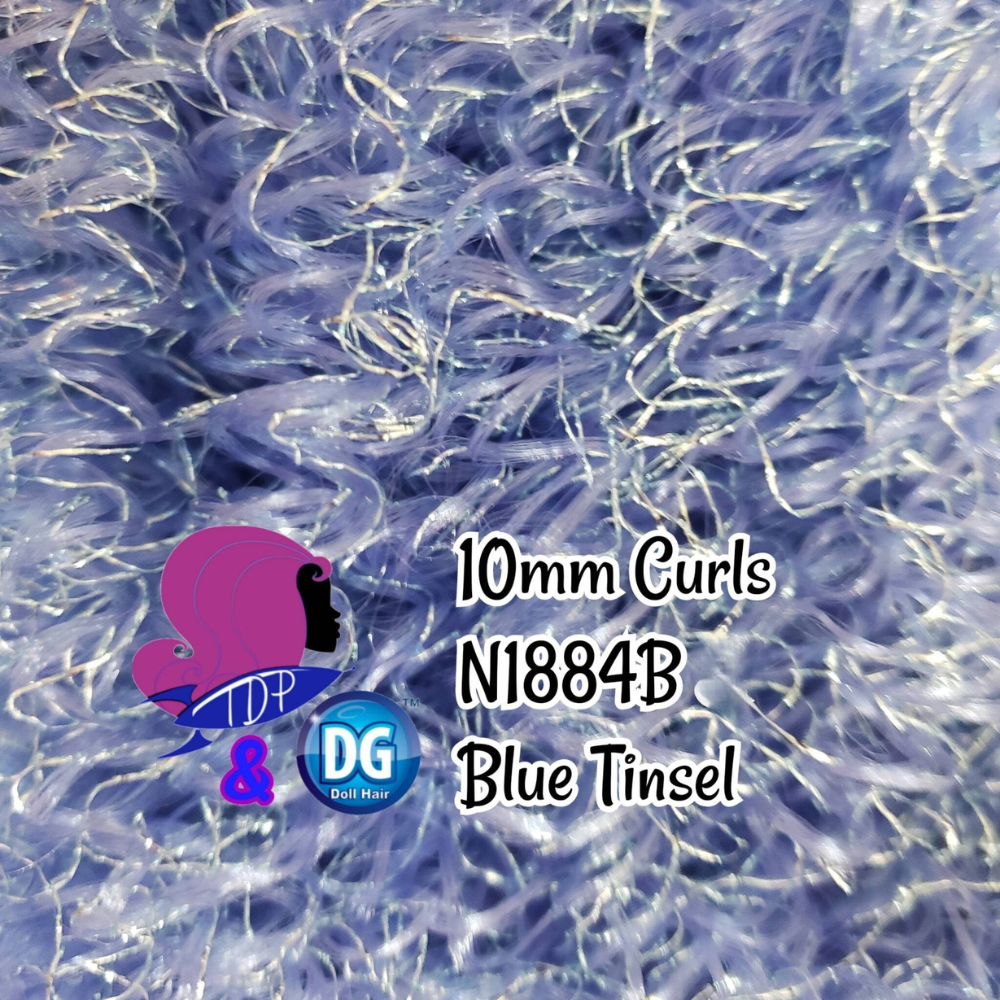 DG Curly Nylon Blue & Tinsel N1884B 10mm 1oz/28g 36in/92cm Doll Hair