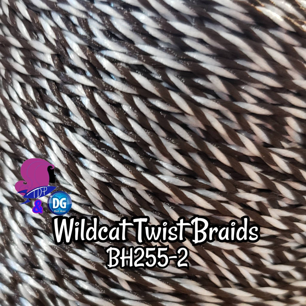 DG-HQ Nylon blend Micro Twist Braids Wildcat BH255-2 36 inch 1oz/28g hank Brown White Doll Hair for rerooting fashion dolls