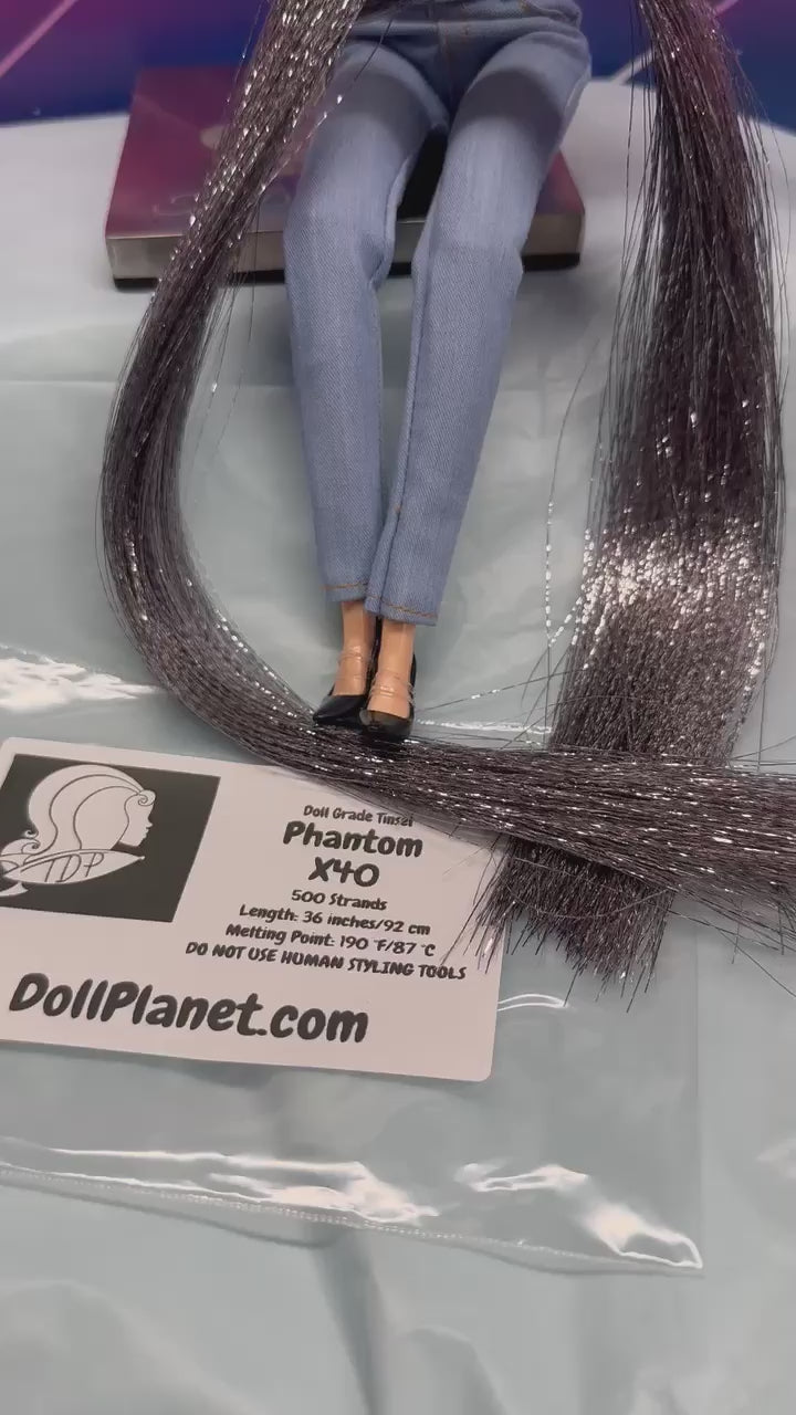 Phantom X40 Dark Gray Doll Grade Tinsel Shiny Doll Hair