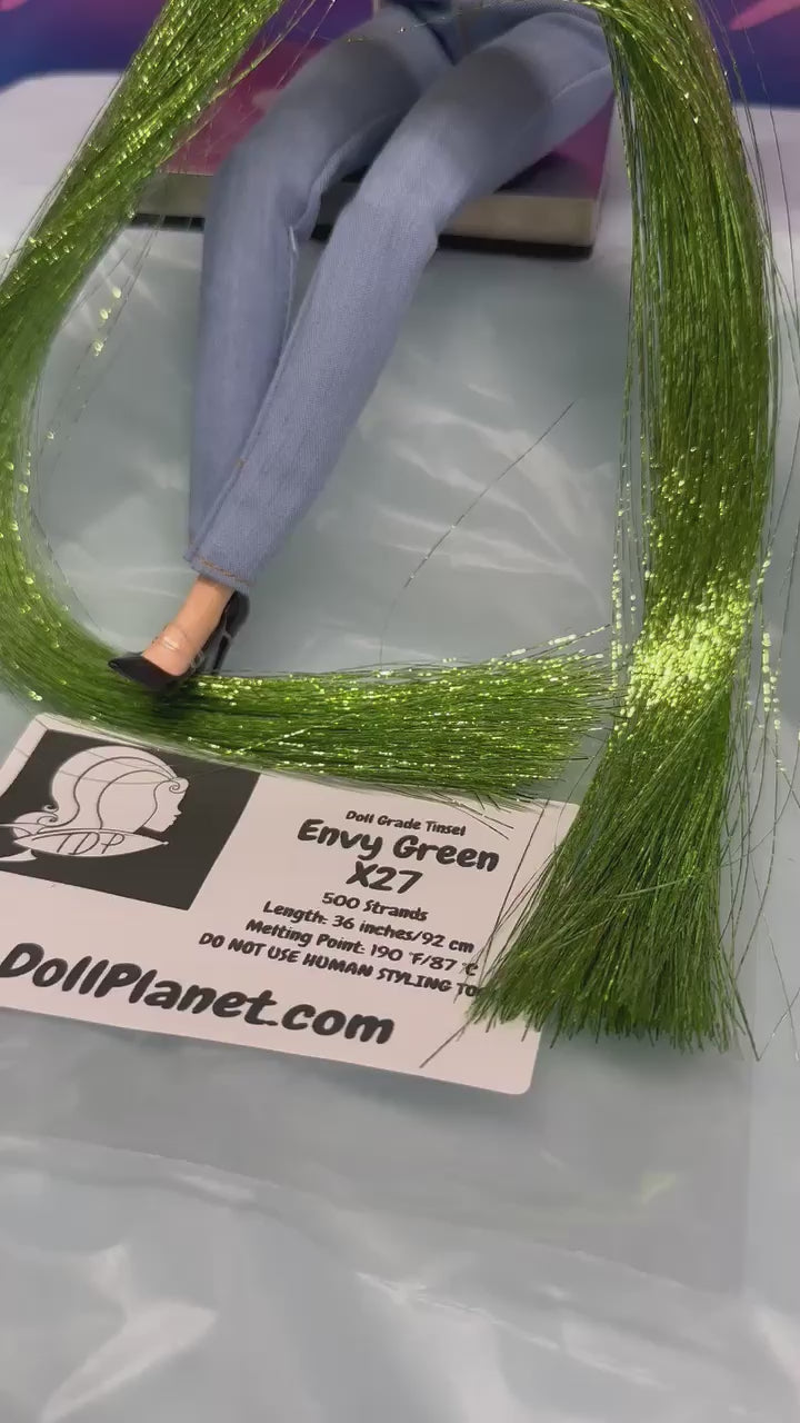 Envy Green X27 Doll Grade Tinsel Shiny Doll Hair