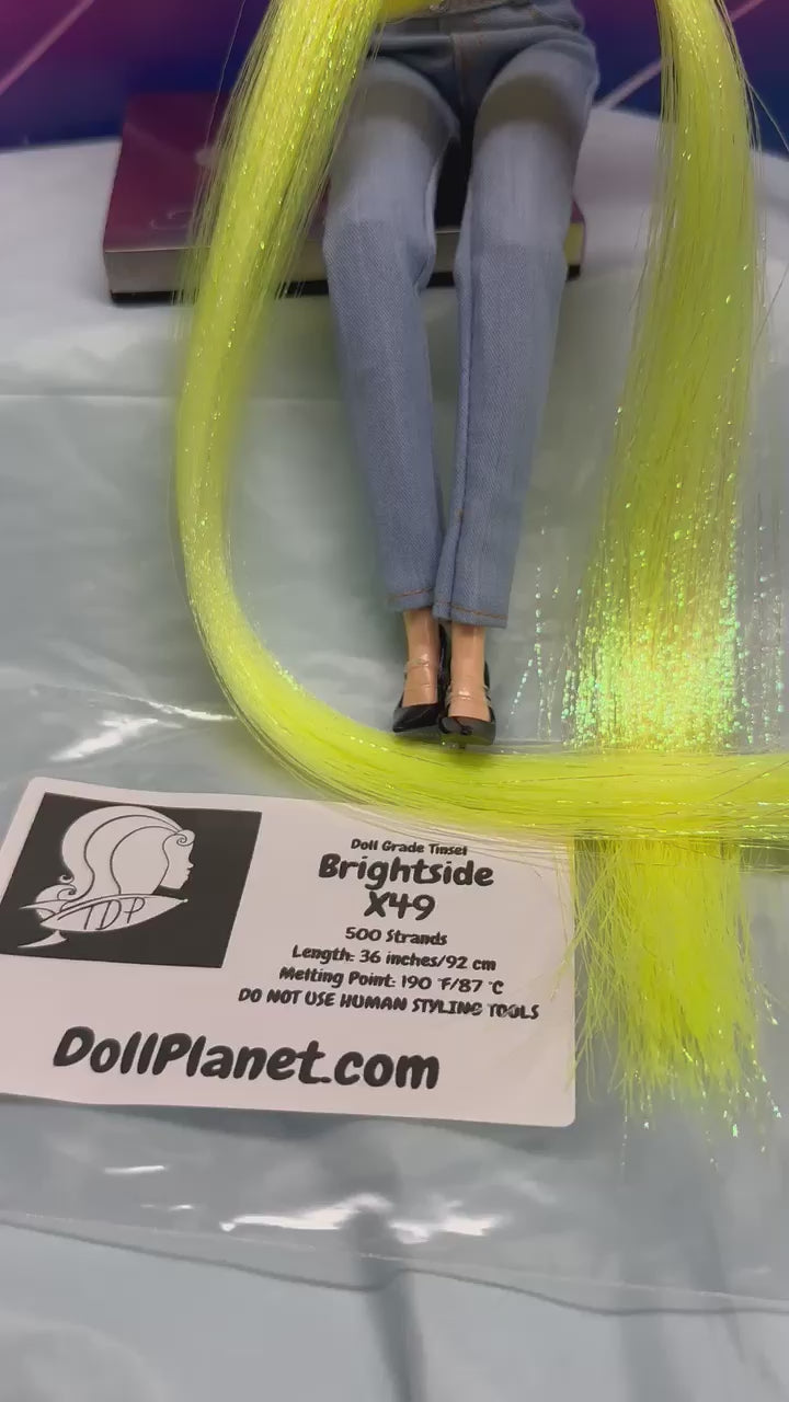 Brightside X49 Yellow Doll Grade Tinsel Shiny Doll Hair