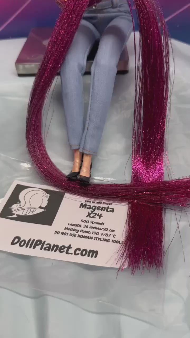 Magenta X24 Doll Grade Tinsel Shiny Doll Hair