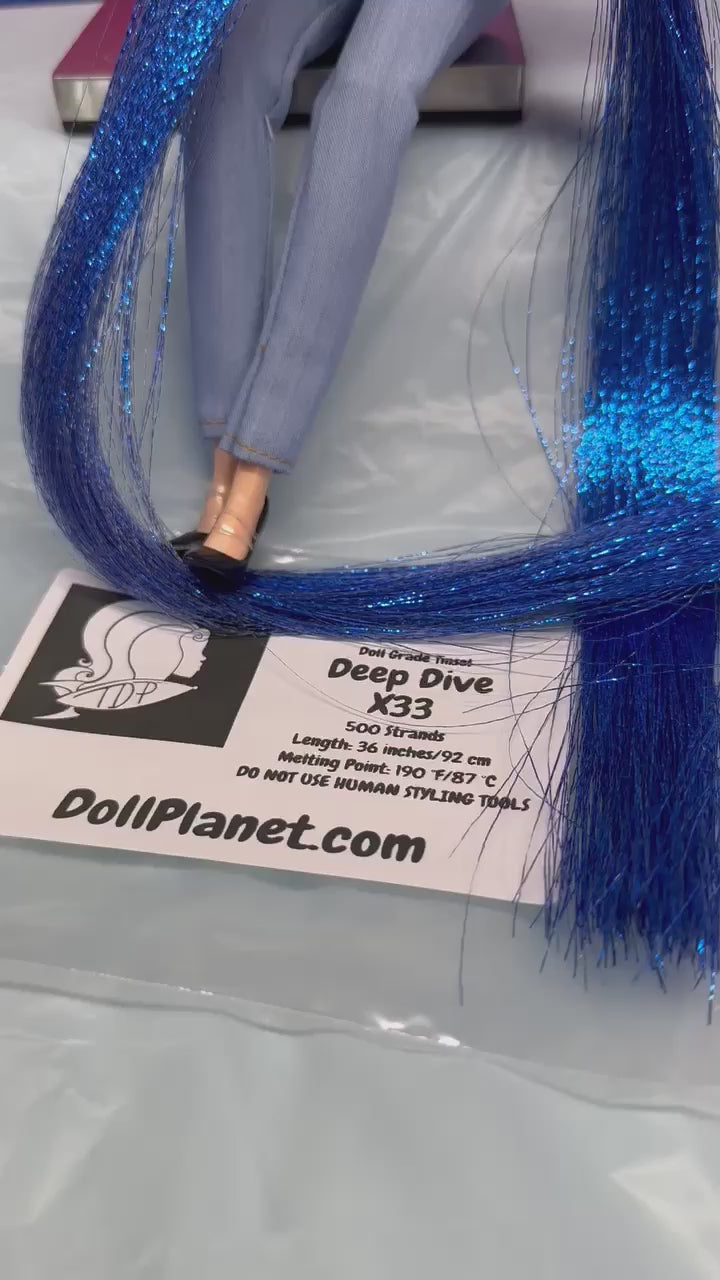 Deep Dive X33 Dark Blue Doll Grade Tinsel Shiny Doll Hair