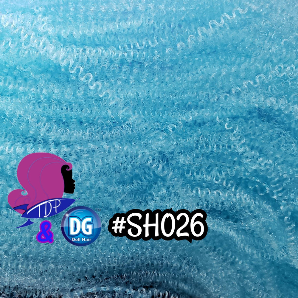 DG S-Curl Afro Light Blue 2mm SHO26 pre-curled 18 inch 0.5oz/14g hank Nylon Doll Hair for rerooting fashion dolls Standard Temperature