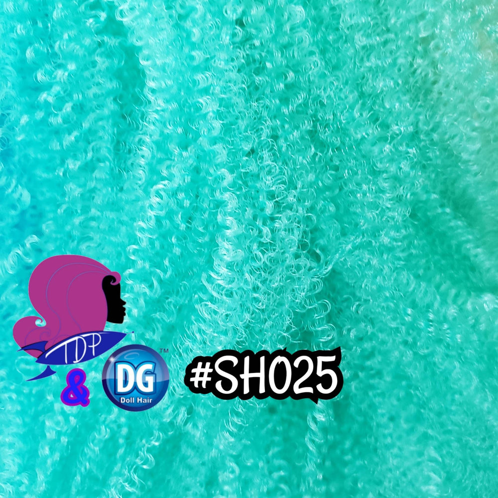 DG S-Curl Afro Sea Foam Green 2mm SHO25 pre-curled 18 inch 0.5oz/14g hank Nylon Doll Hair for rerooting fashion dolls Standard Temperature