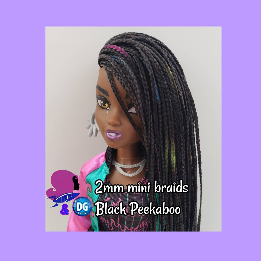 DG-HQ™ Nylon Micro Mini Braids Dragon Fruit Ombre #RBH158 Pink Green 2mm Doll Hair Rerooting Barbie™ Monster High™ Integrity Fr