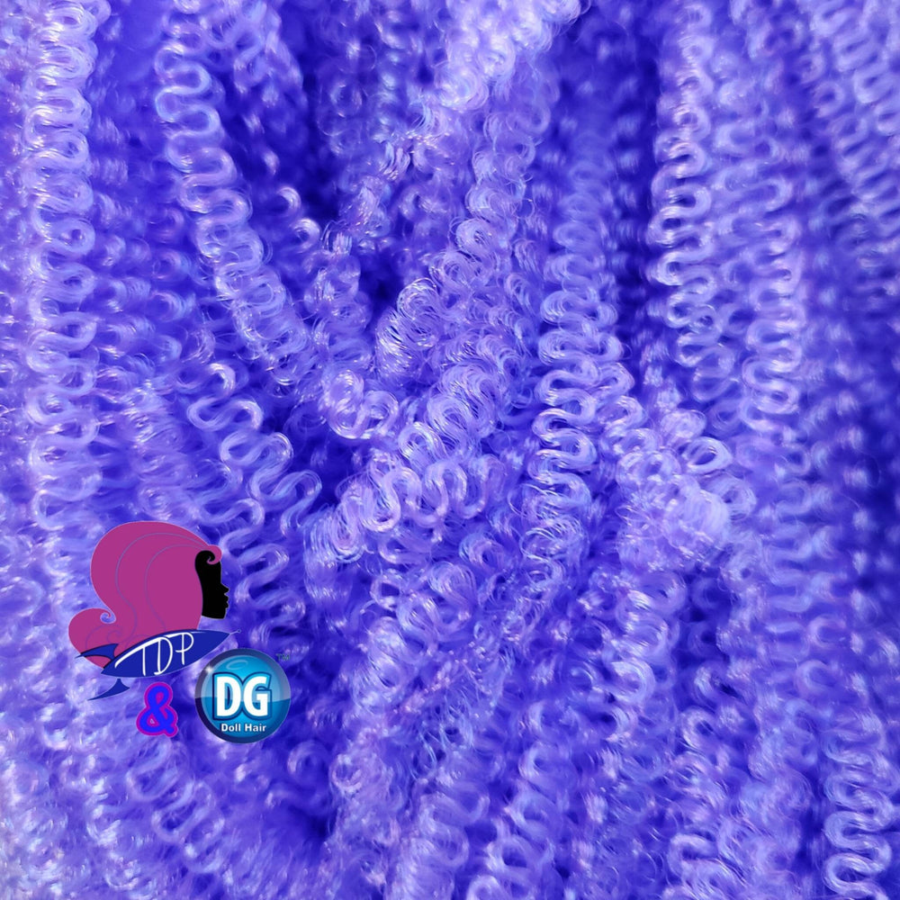 DG S-Curl Afro Kinky Blue Lavender curly pre-curled 18 inch 0.5oz/14g hank Nylon Doll Hair for rerooting fashion dolls Standard Temperature