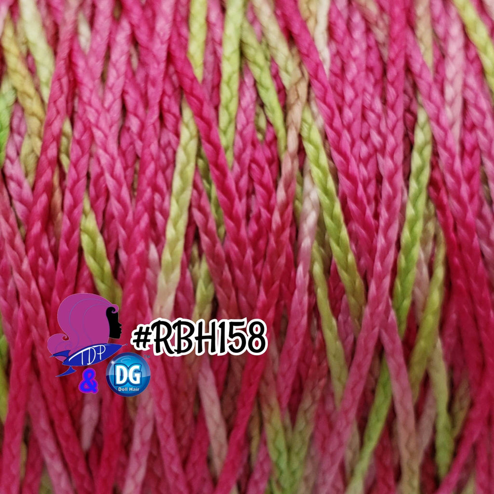 DG-HQ™ Nylon Micro Mini Braids Dragon Fruit Ombre #RBH158 Pink Green 2mm Doll Hair Rerooting Barbie™ Monster High™ Integrity Fr