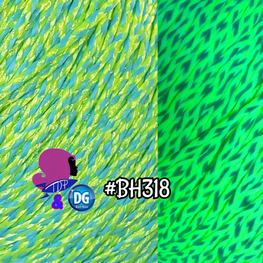 DG-HQ™ #BH318 Micro Mini Braids 2mm Doll Hair Green Blue Metallic Black Light Glow in the Dark Neon Barbie™ Monster High™ Rainbow High
