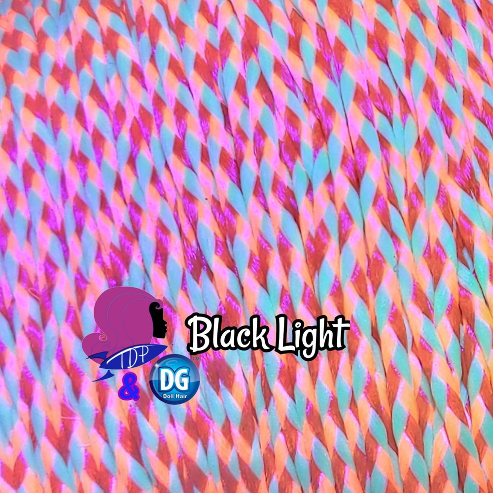 DG-HQ™ #BH317 Micro Mini Braids 2mm Doll Hair Orange Yellow Green Black Light Glow in the Dark Neon Barbie™ Monster High™ Rainbow High