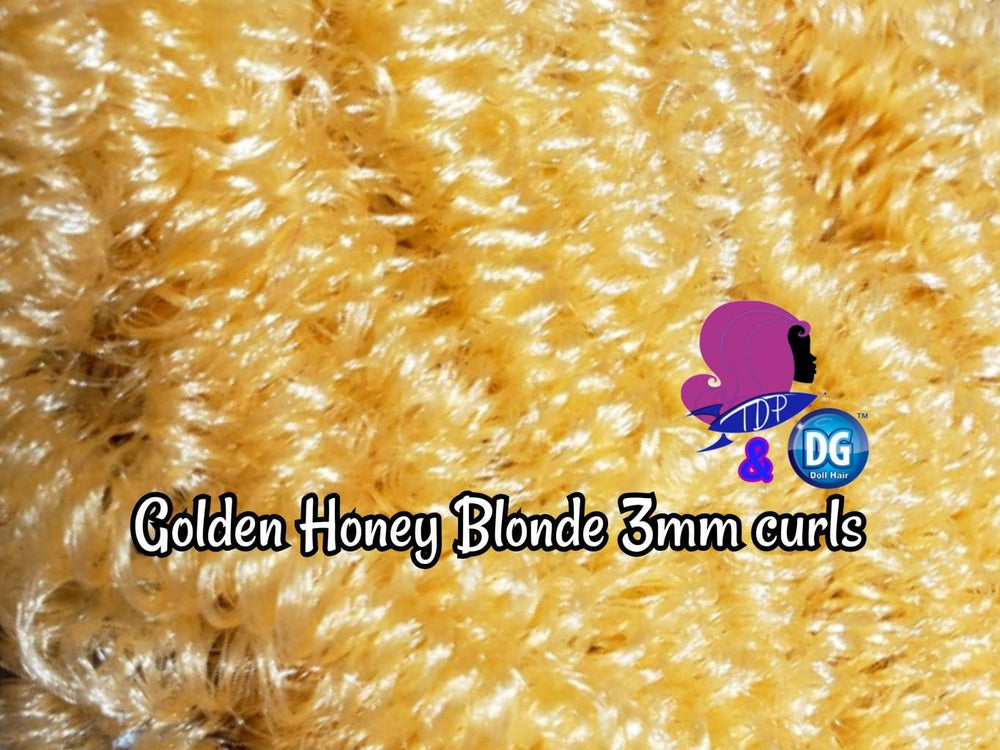 DG Curly Golden Honey Blonde N1185 3mm 36 inch 0.5oz/14g pre-curled Nylon Doll Hair for rerooting fashion dolls Standard Temperature