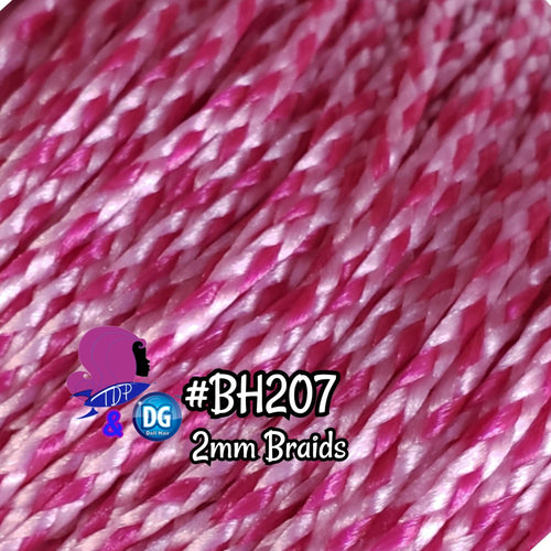 DG-HQ™ Micro Mini Braids Magenta Blush #BH207 Pink Two Tone 2mm 36 inch 1oz/28g hank Doll Hair for rerooting fashion dolls
