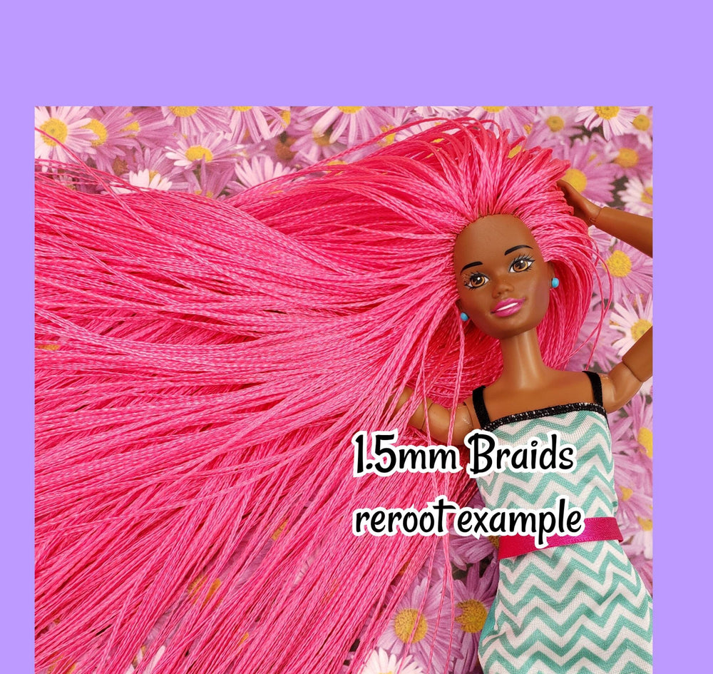 DG-HQ™ Nylon Outback BH86A Micro Mini Braids 1.5mm Red &Gold tinsel Doll Scale Hair Rerooting Barbie™ Monster High™ Rainbow High®