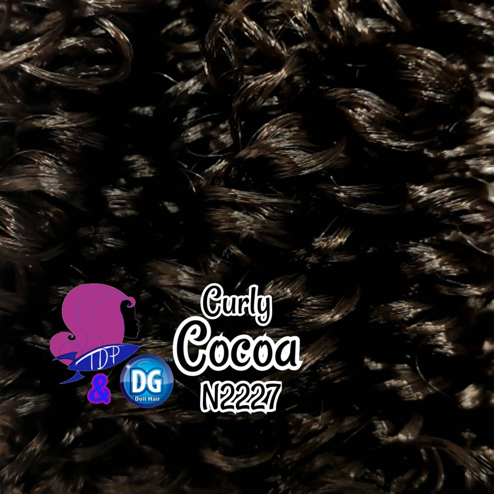 DG Curly Cocoa 3, 5, 10, 15 20mm N2227 Dark Brown Off Black 36 inch 0.5oz/14g pre-curled Nylon Doll Hair for rerooting fashion dolls