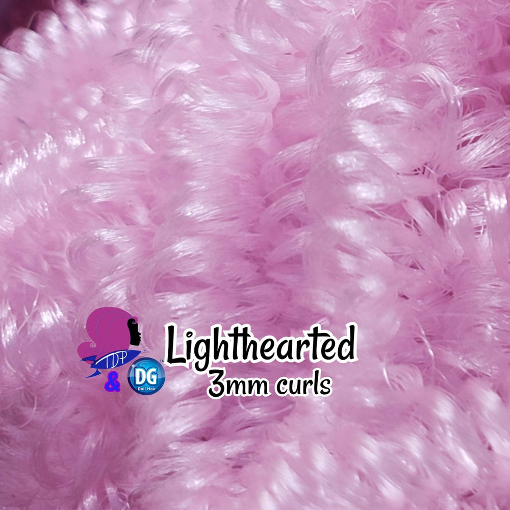 DG Curly 3mm and 10mm options Lighthearted JN4014 light pink 36 inch 0.5oz/14g pre-curled Nylon Doll Hair for rerooting fashion dolls