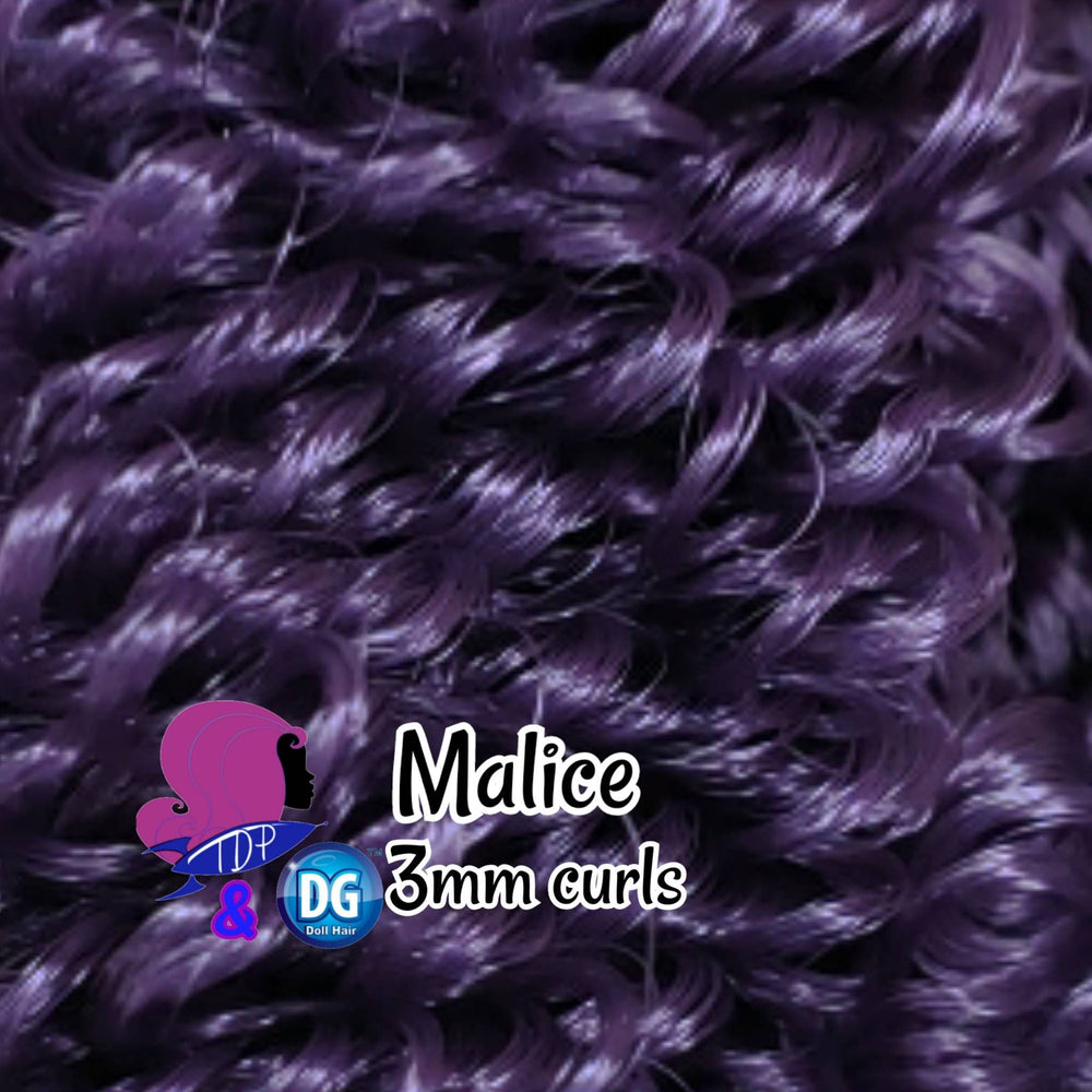 DG Curly 3mm Malice JN4097 dark Violet Purple 36 inch 0.5oz/14g pre-curled Nylon Doll Hair for rerooting fashion dolls Standard Temperature