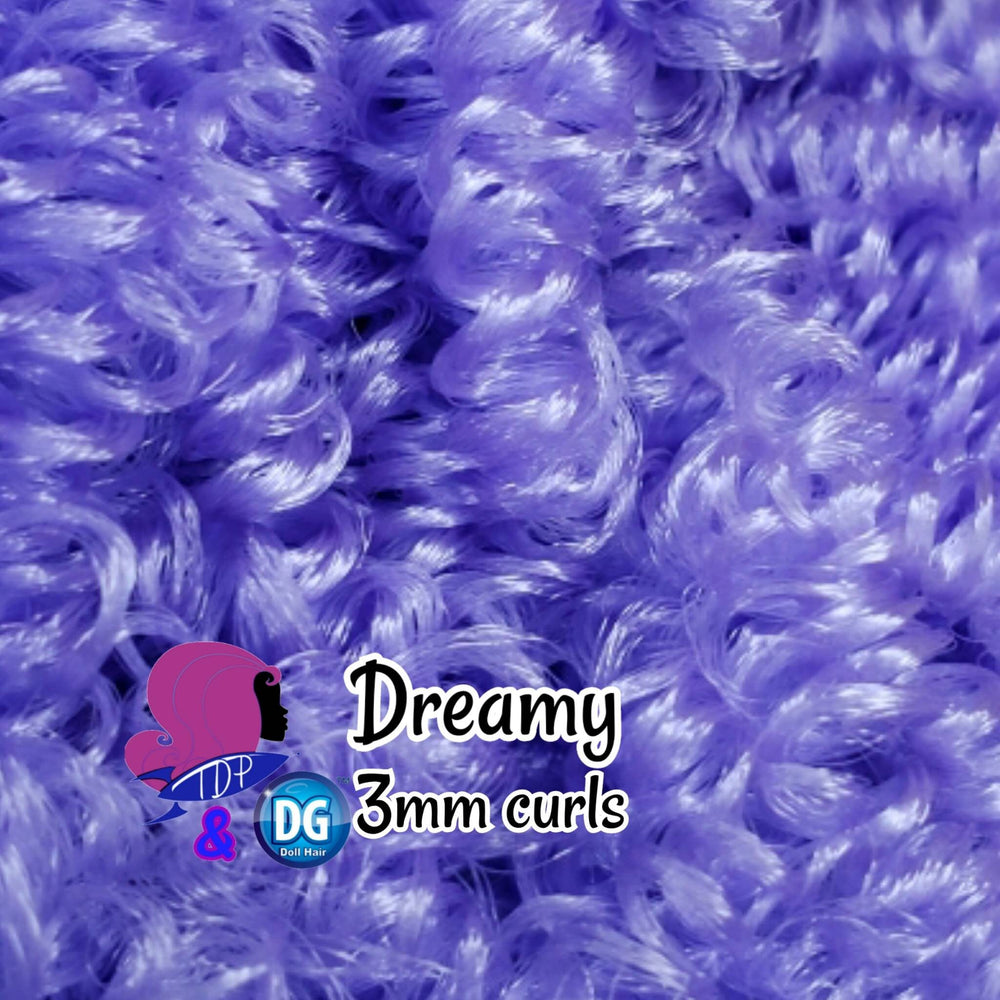 DG Curly 3mm Dreamy JN4036 Blue Lavender 36 inch 0.5oz/14g pre-curled Nylon Doll Hair for rerooting fashion dolls Standard Temperature