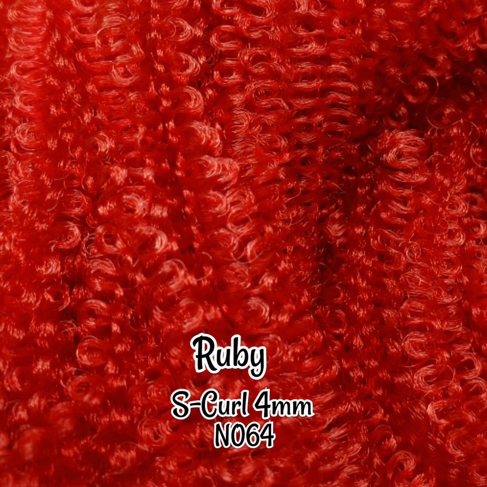 DG S-Curl Ruby 4mm N064 Red Orange Afro pre-curled Ethnic 18 inch 0.5oz/14g hank Nylon Doll Hair for rerooting fashion dolls