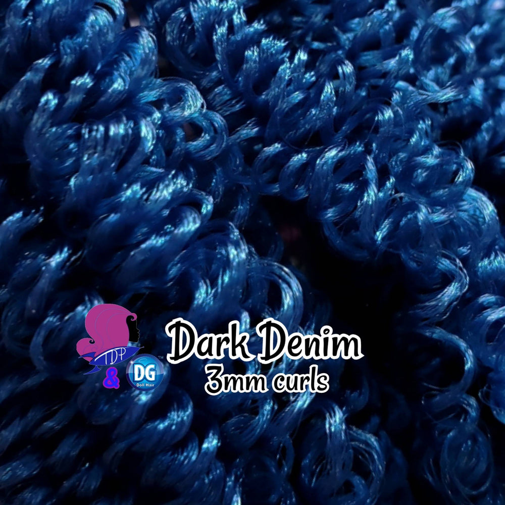 DG Curly 3mm Dark Denim JN4094 deep blue 36 inch 0.5oz/14g pre-curled Nylon Doll Hair for rerooting fashion dolls Standard Temperature
