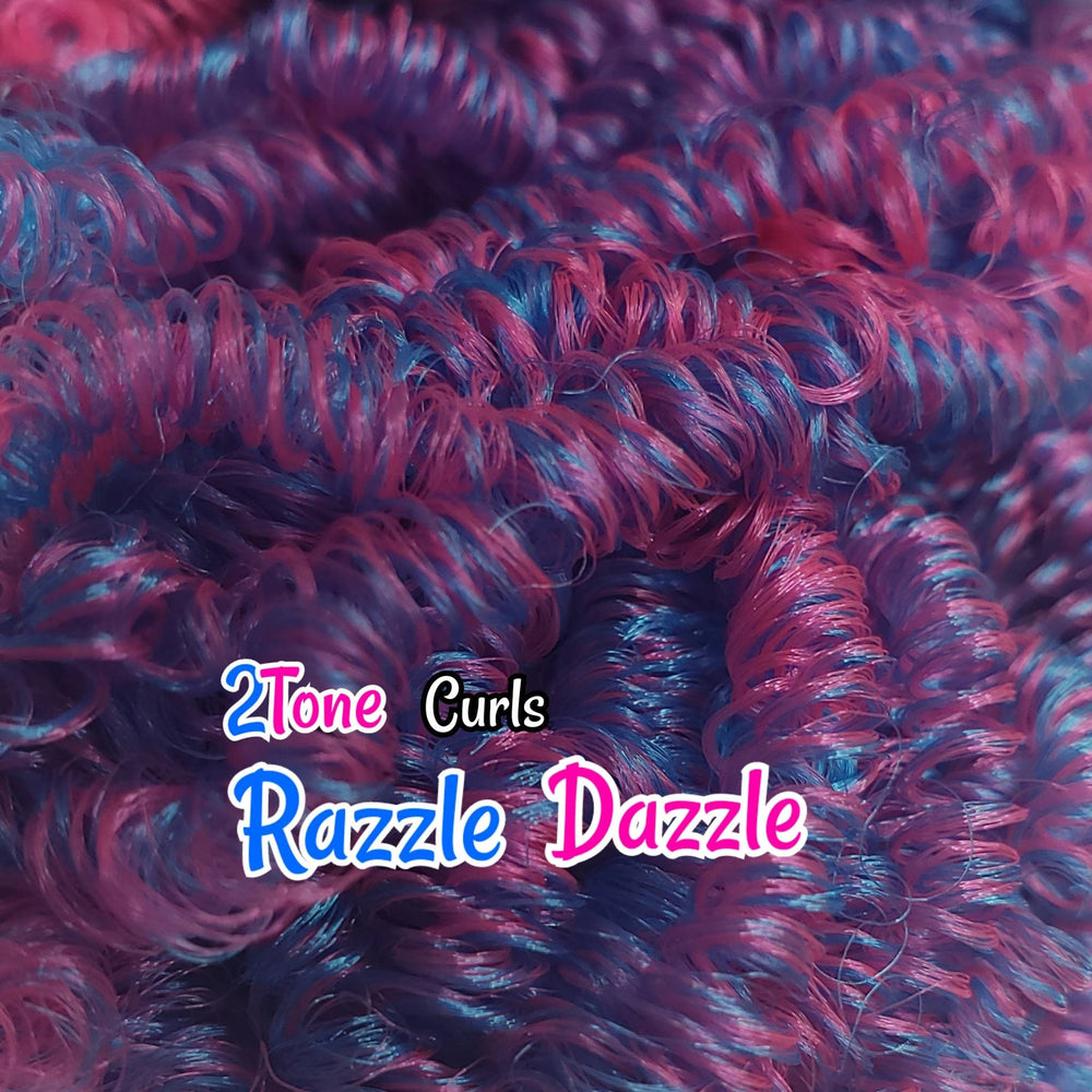 DG Curly 3mm 2Tone Razzle Dazzle NH3141 Blue Raspberry curls 36 inch 0.5oz/14g pre-curled Nylon Doll Hair for rerooting fashion dolls