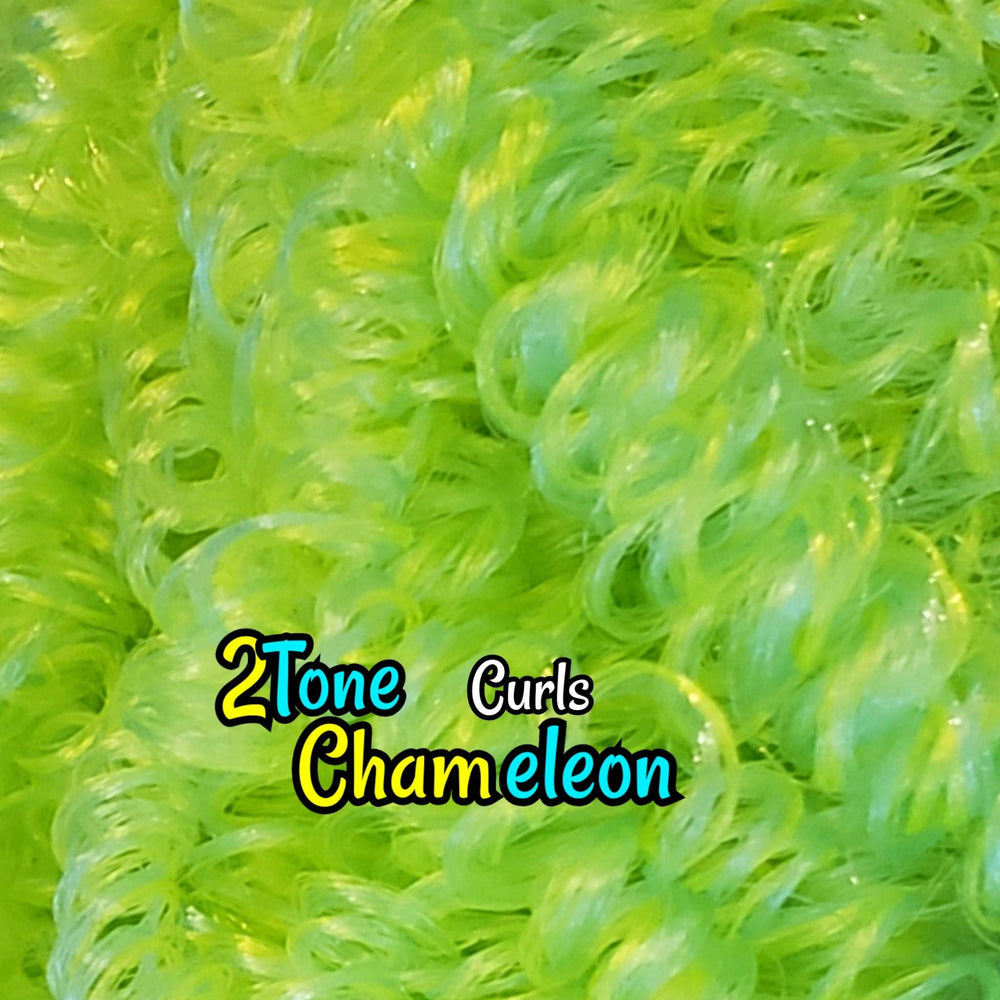 DG Curly 3mm 2Tone Chameleon NH3155 Green Yellow Shades curly 36 inch 0.5oz/14g pre-curled Nylon Doll Hair for rerooting fashion dolls