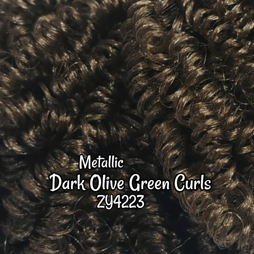 DG Curly Metallic Dark Olive Green 3mm ZY4223 36 inch 0.5oz/14g pre-curled Nylon Doll Hair for rerooting fashion dolls Standard Temperature