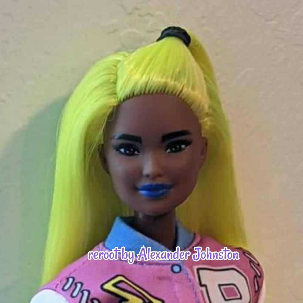DG-HQ™ Nylon Neon Yellow Green #N2761 36 inch 1oz/28g hank Doll Hair for rerooting fashion dolls Limited Qty