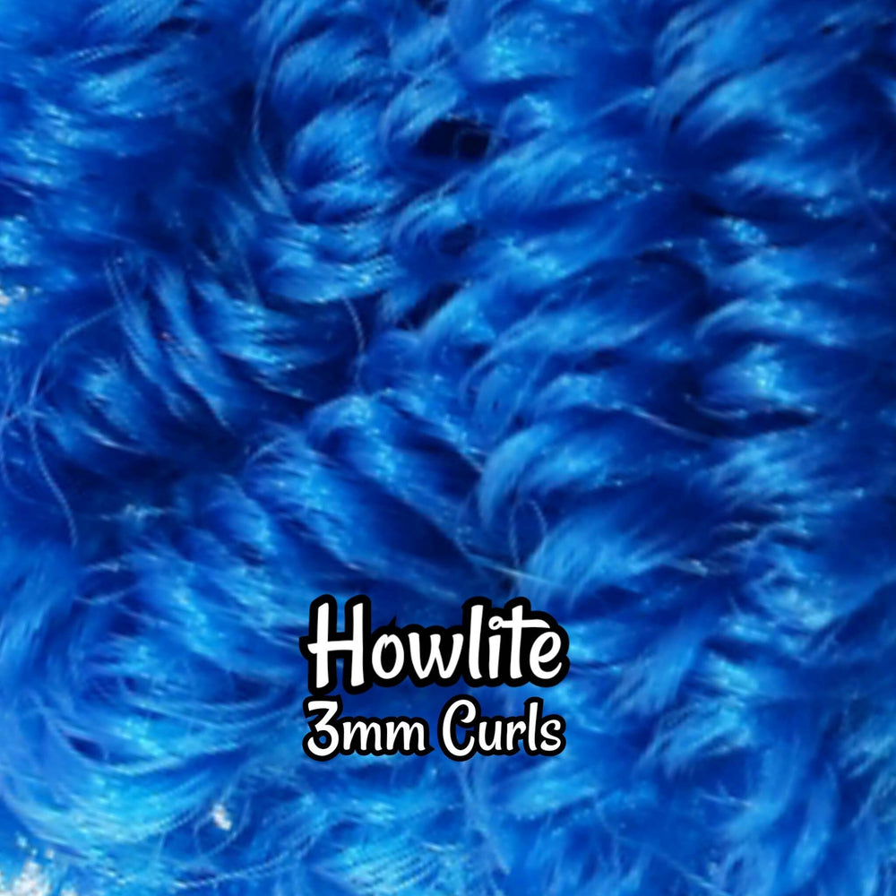 DG Curly 3mm Howlite n2198m bright medium primary blue 36 inch 0.5oz/14g pre-curled Nylon Doll Hair for rerooting fashion dolls