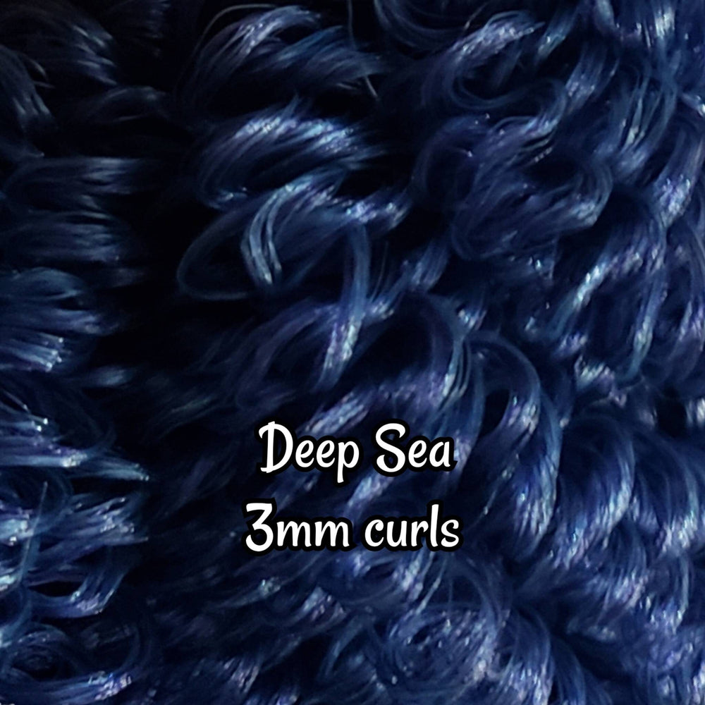 DG Curly 3mm Deep Sea NH3164 dark Blue Black 36 inch 0.5oz/14g pre-curled Nylon Doll Hair for rerooting fashion dolls Standard Temperature