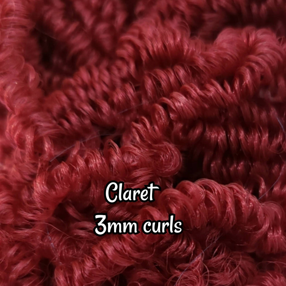 DG Curly 3mm Claret N2017M Wine Red pre-curled 36 inch 0.5oz/14g pre-curled Nylon Doll Hair for rerooting fashion dolls Standard Temperature