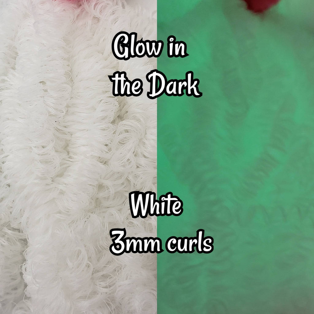 DG Curly 3mm Glow in the Dark White YG004 36 inch 0.5oz/14g pre-curled Nylon Doll Hair for rerooting fashion dolls Standard Temperature