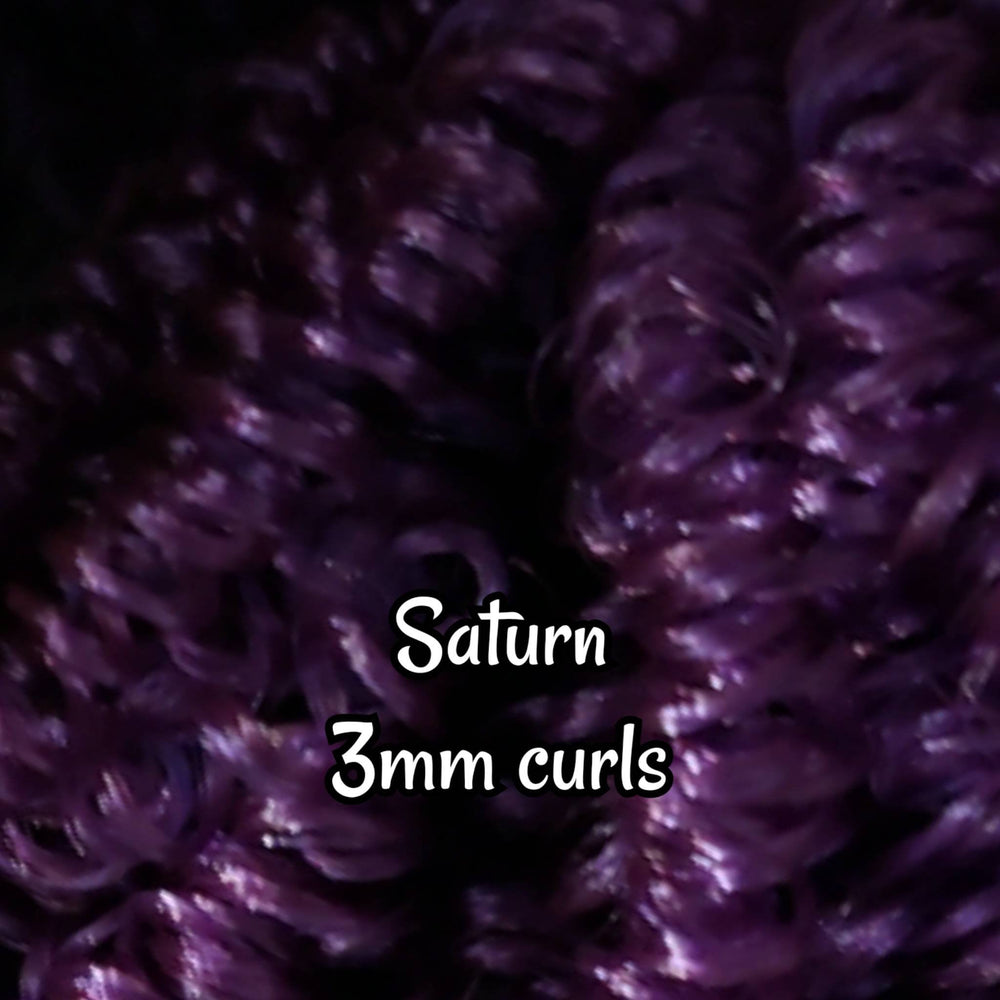 DG Curly 3mm Saturn NH3144 dark purple 2tone 36 inch 0.5oz/14g pre-curled Nylon Doll Hair for rerooting fashion dolls Standard Temperature