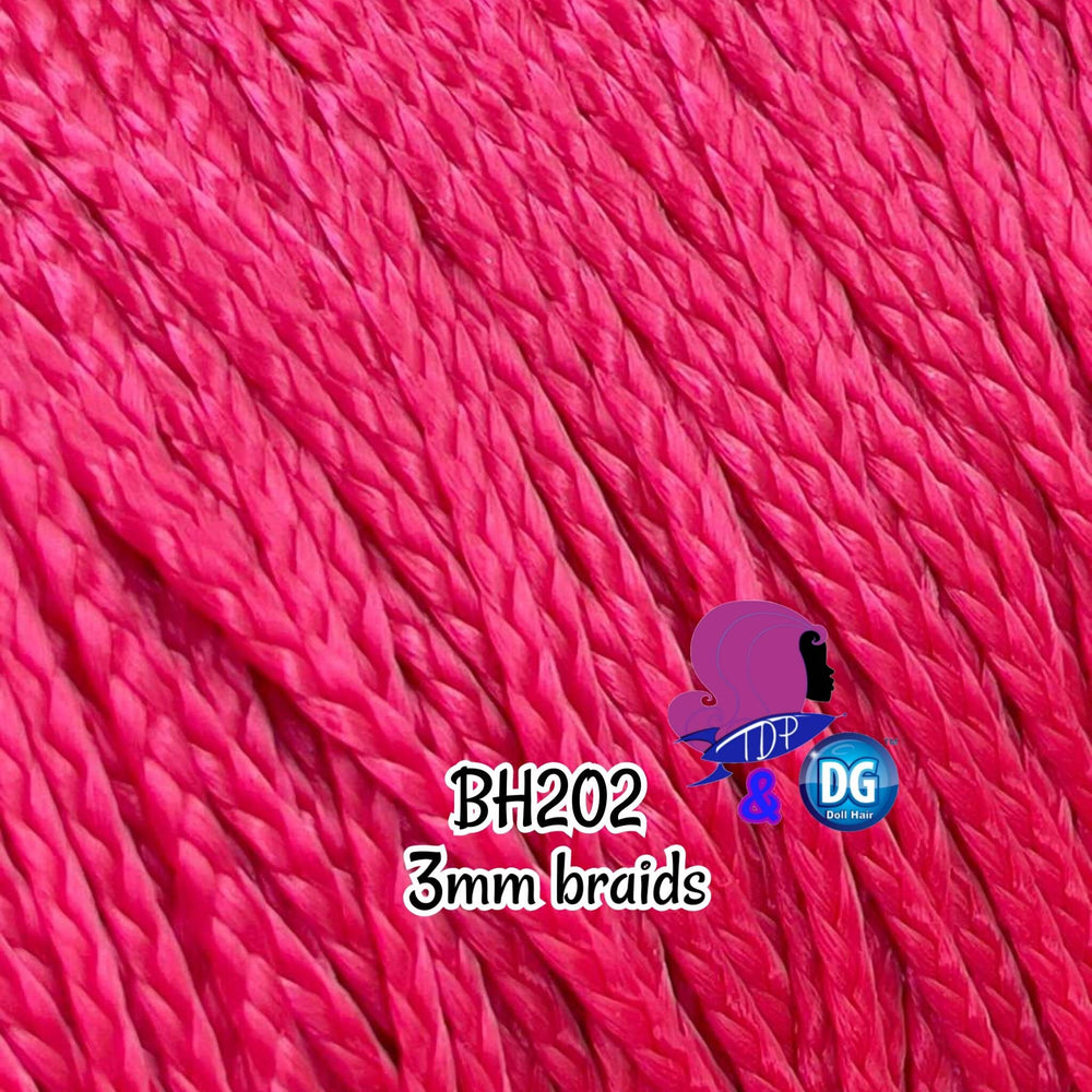 DG-Hq™ Nylon Micro Mini Braids Hot Pink #Bh202 3mm Doll Hair Rerooting wig making Barbie™ Monster High™ Rainbow High Large Dolls