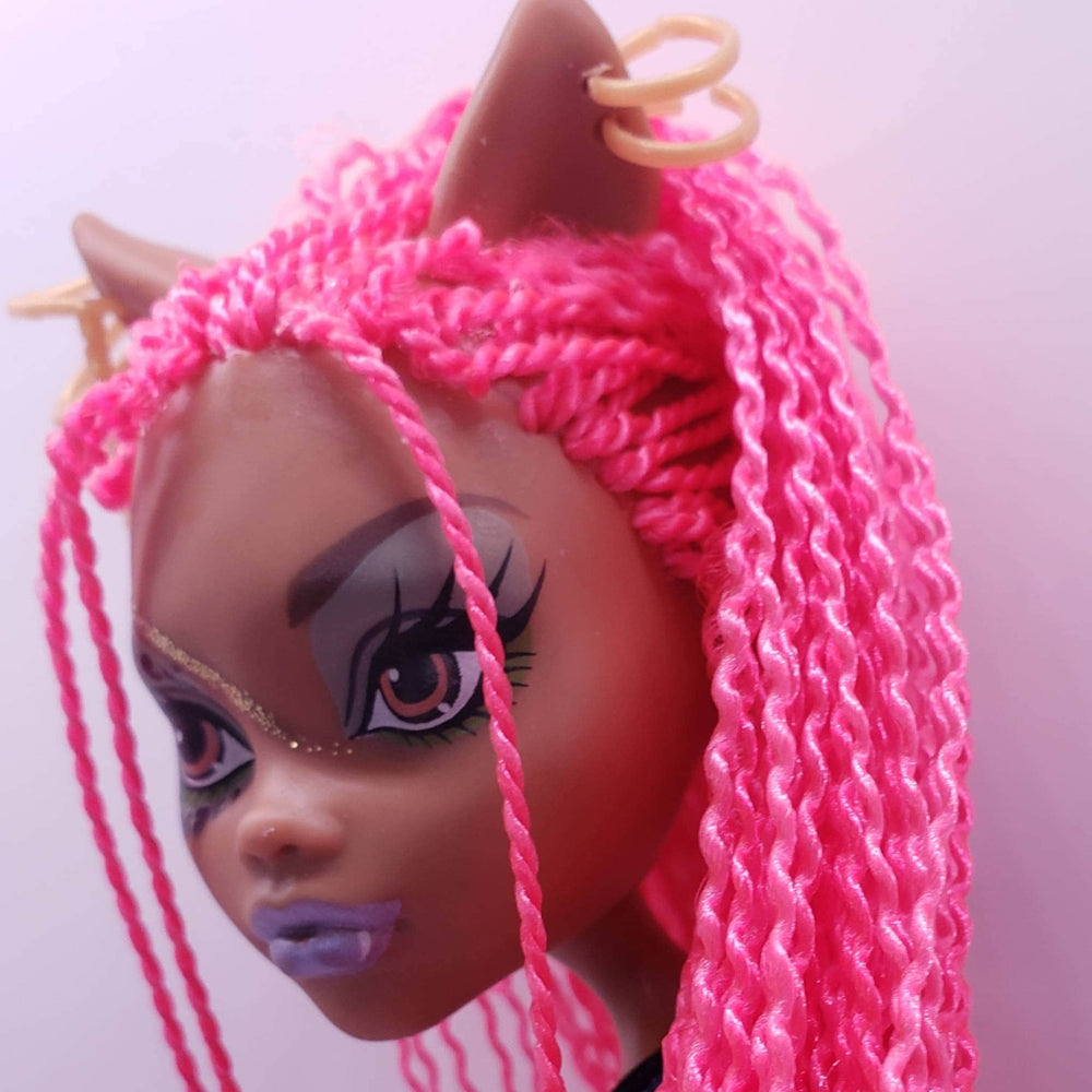 DG-HQ Nylon blend Black Pink Micro Twist Braids BH254-2 Doll Hair Rerooting wigs Barbie™ Monster High™ Rainbow High lol omg