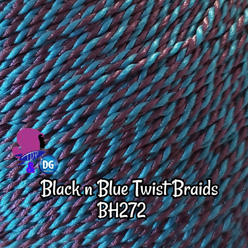 DG-HQ Nylon blend Micro Twist Braids Black n Blue BH272 Doll Hair Rerooting wigs Barbie™ Monster High™ Ever After High Rainbow High lol omg