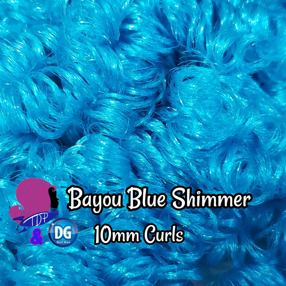 DG Curly Bayou Blue 10mm YN3037 Metallic Shimmer 36 inch 0.5oz/14g pre-curled Nylon Doll Hair for rerooting fashion dolls