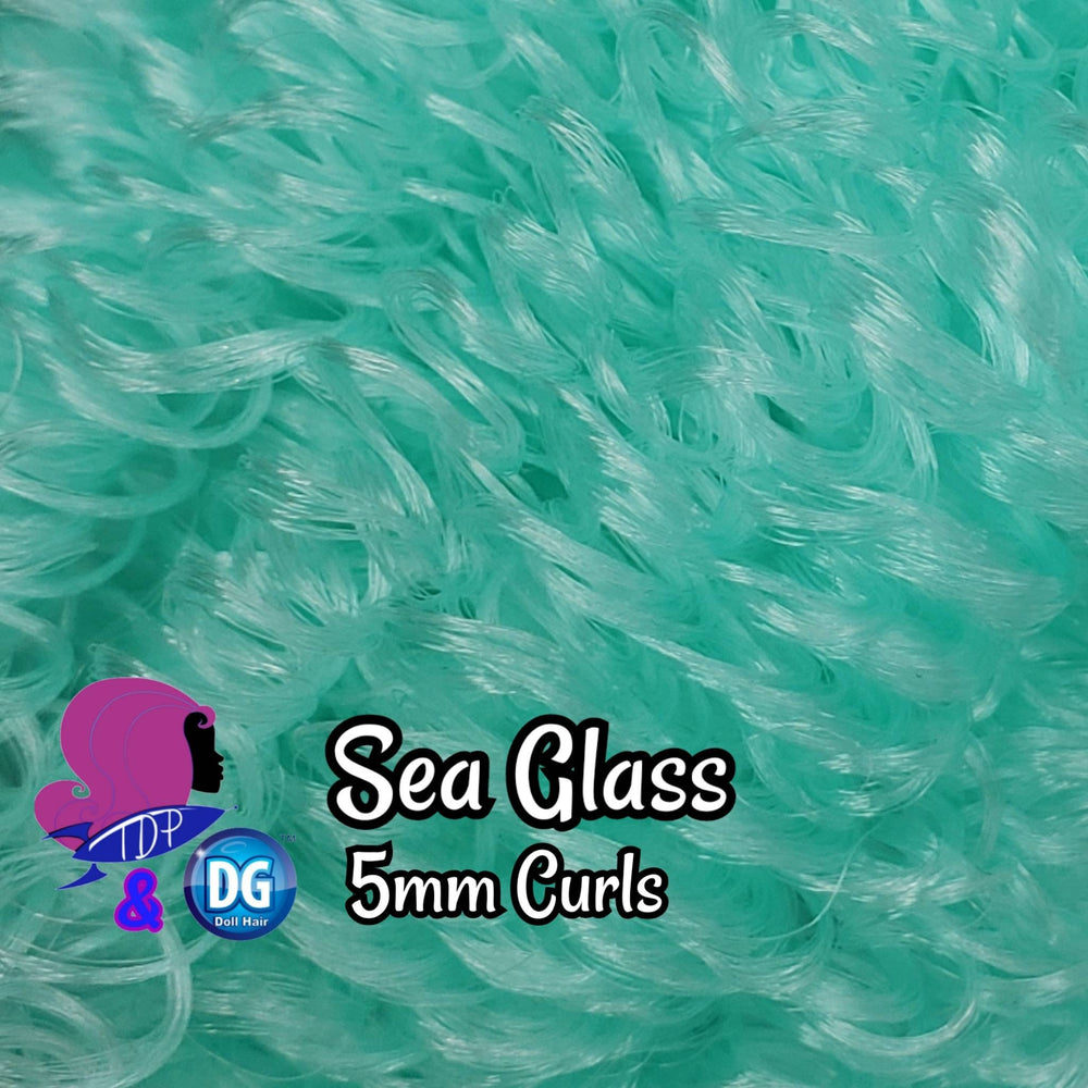 DG-HQ Curly Sea Glass 5mm green 36 inch 0.5oz/14g pre-curled Nylon Doll Hair for rerooting fashion dolls Standard Temperature